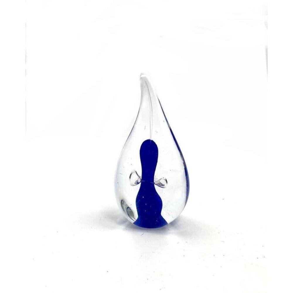 Paperweight Glass Adam Jablonsk  Hand Blown Signed Colbalt Blue Paper Weight